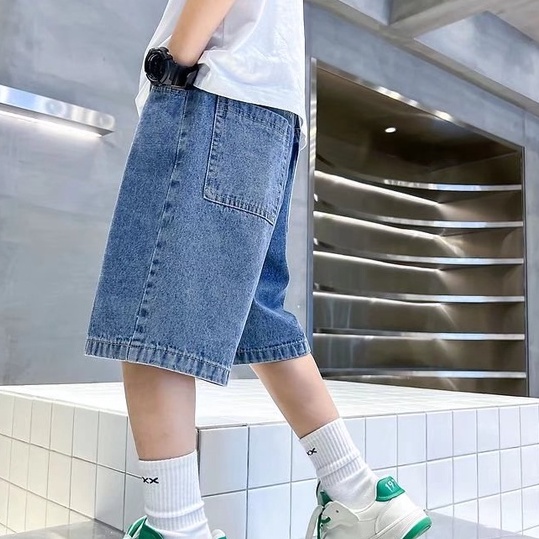 Quần short denim BXPB ống rộng phong cách năng động thời trang cho bé trai