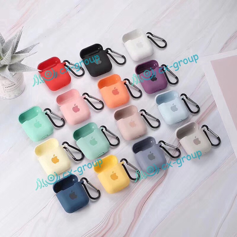 Ốp bảo vệ hộp sạc tai nghe AirPods 1 | 2 bằng silicon có logo Apple