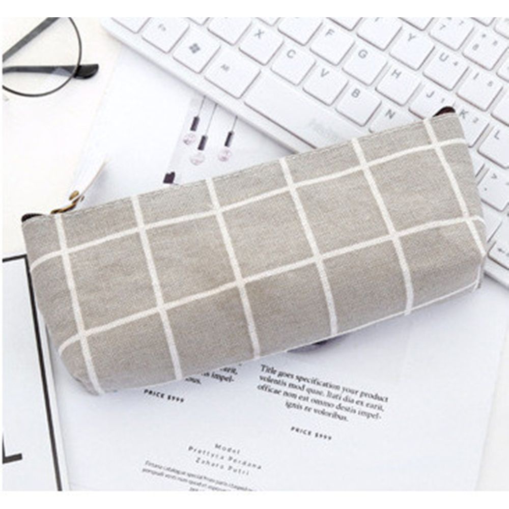 Túi Đựng Bút Bằng Vải Canvas Màu Trơn Họa Tiết Kẻ Sọc Đơn Giản Cho Học Sinh