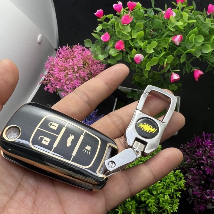 Ốp chìa khóa TPU Đen-vàng xe ô tô CHEVROLET Cruze Lacetti  phiên bản chìa bật   3 nút/ 4 nút