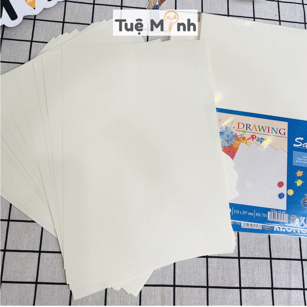 Giấy vẽ A4 Klong tập 20 tờ giấy vẽ màu chì than, bút sáp, màu nước 100gsm MS 703 giấy mỹ thuật