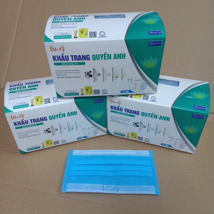 Khẩu trang y tế 4 lớp Quyền Anh (Hộp 50 cái)