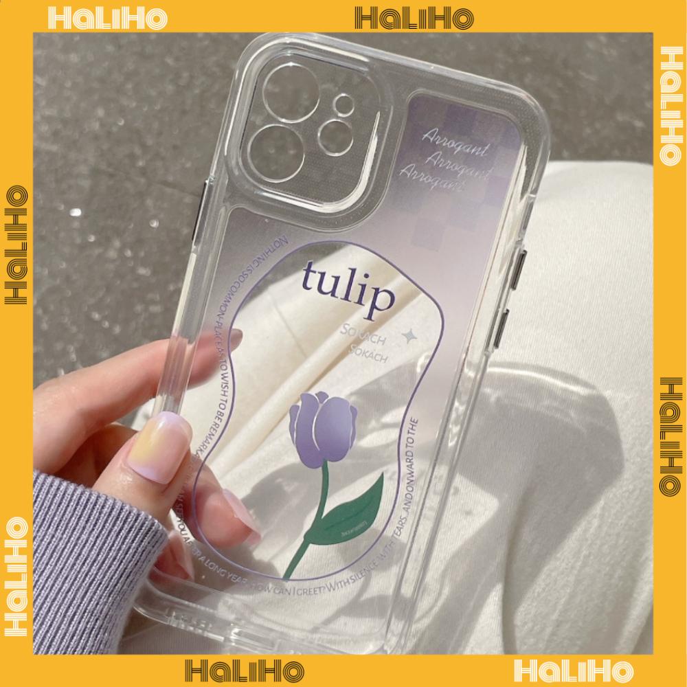 Ốp điện thoại silicon mềm in hoa tulip tím thích hợp cho iPhone 11 iPhone 13 Pro Max iPhone 12 Pro Max iPhone 7 Plus