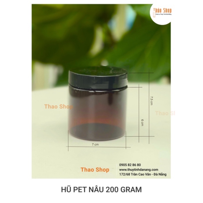 💢💢 Hũ nhựa chiết mỹ phẩm - Hũ nhựa nâu nắp nhựa 200gram