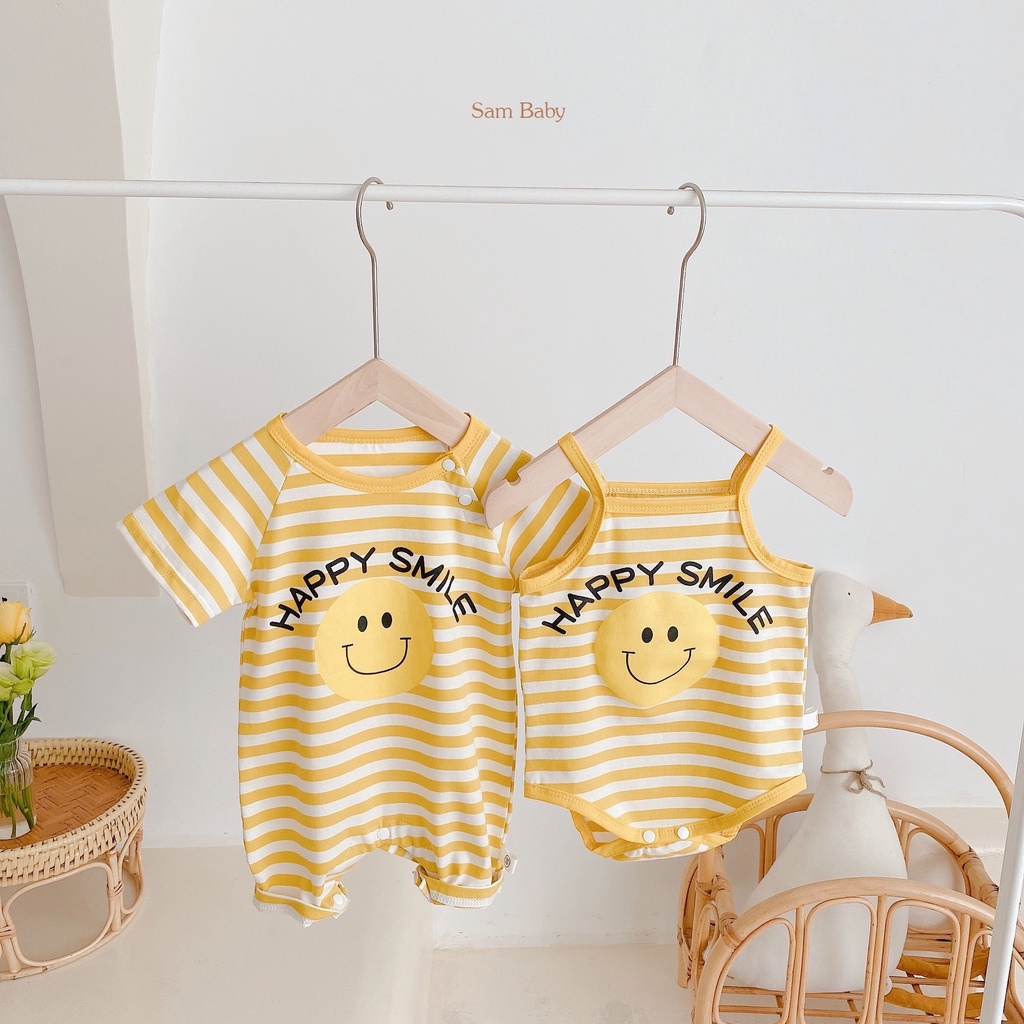 Bộ liền thân cộc tay, 2 dây mùa hè bé trai bé gái chất cotton mềm mát cho bé 5-13kg - Sam Baby