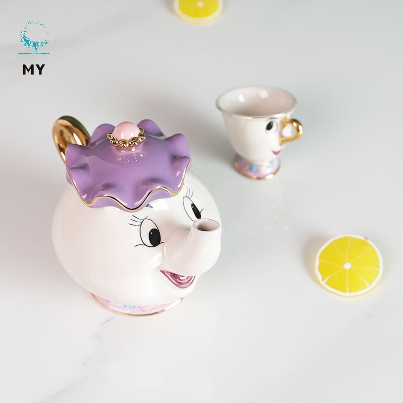 Set ấm trà bằng gốm họa tiết người đẹp và quái vật 3d độc đáo dễ thương