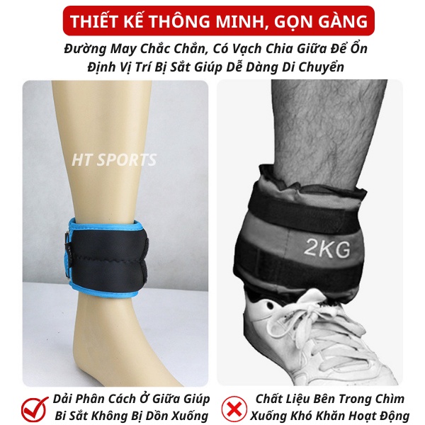 Tạ đeo cổ tay chân thể thao cao cấp HT Sports chuyên chạy bộ tập gym yoga 1kg/đôi (0.5kg/bên)