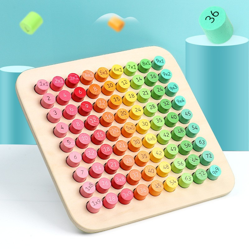 Bàn học toán bằng gỗ Bảng nhân Montessori Học mầm non Đồ chơi Math Bàn phím Phát triển và Giáo dục Đồ chơi phù hợp cho trẻ em trên 5 tuổi