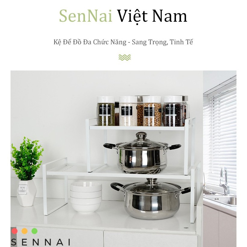 Bộ 2 Kệ Gầm Bếp Để Đồ Đa Năng Dưới Bồn Rửa Chén SenNai Thép Cacbon Sơn Tĩnh Điện Cao Cấp