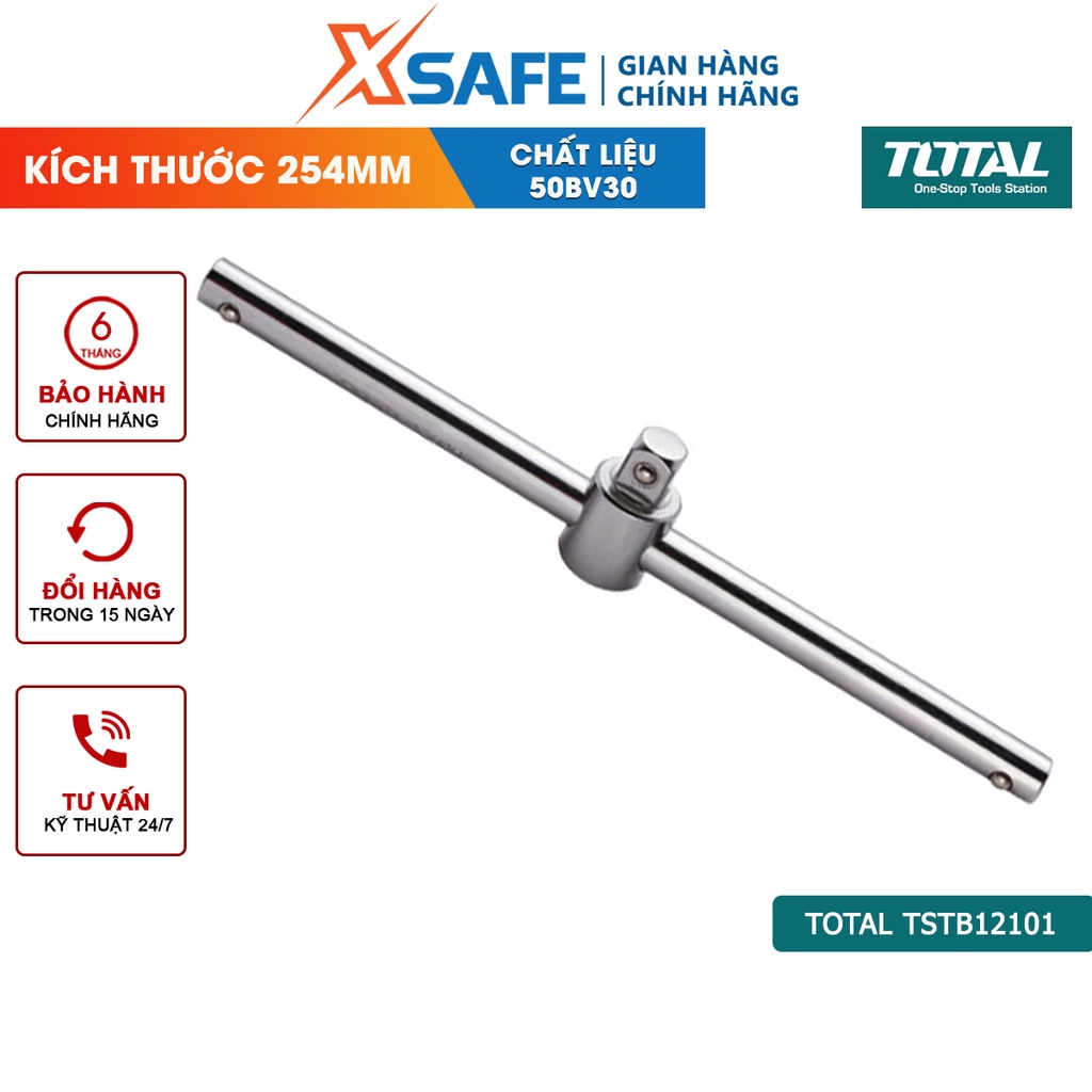Thanh trượt T 1/2 inch TOTAL TSTB12101 kích thước (254mm) chất liệu 50BV30, chịu được nhiệt, mạ crom