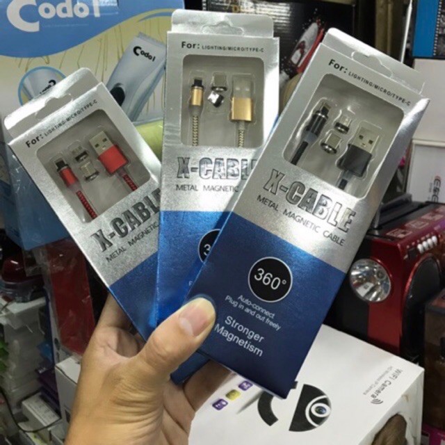 Cáp sạc từ nam châm 3 đầu 360 độ Dây Dù Siêu Bền