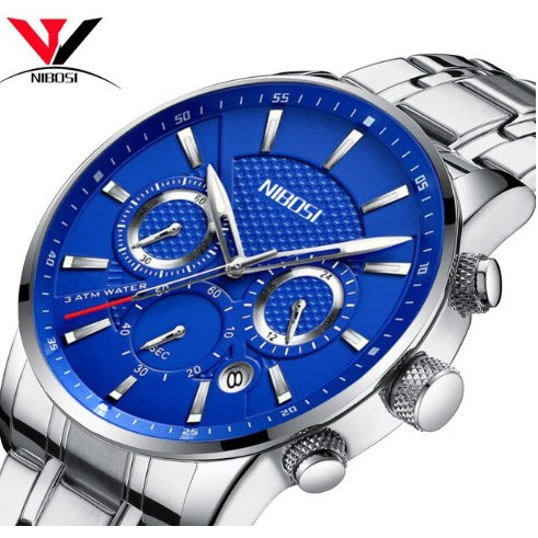 Đồng hồ nam dây thép đặc 6 kim Nibosi 2313 (fullbox)
