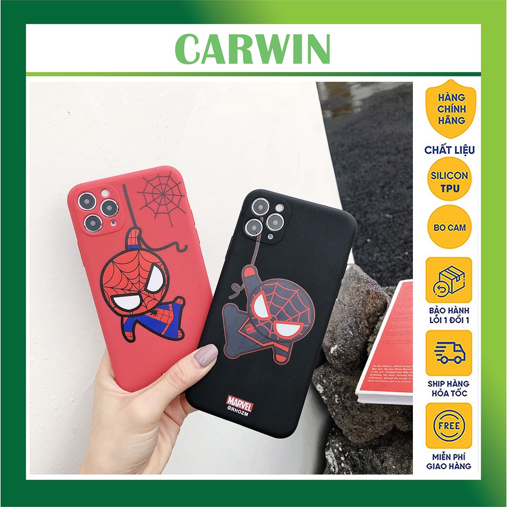 Ốp Lưng iphone hình người nhện dẻo bảo vệ camera cho 7pluss 8pluss x xs xsmax 11 11max 12 12max 13 1