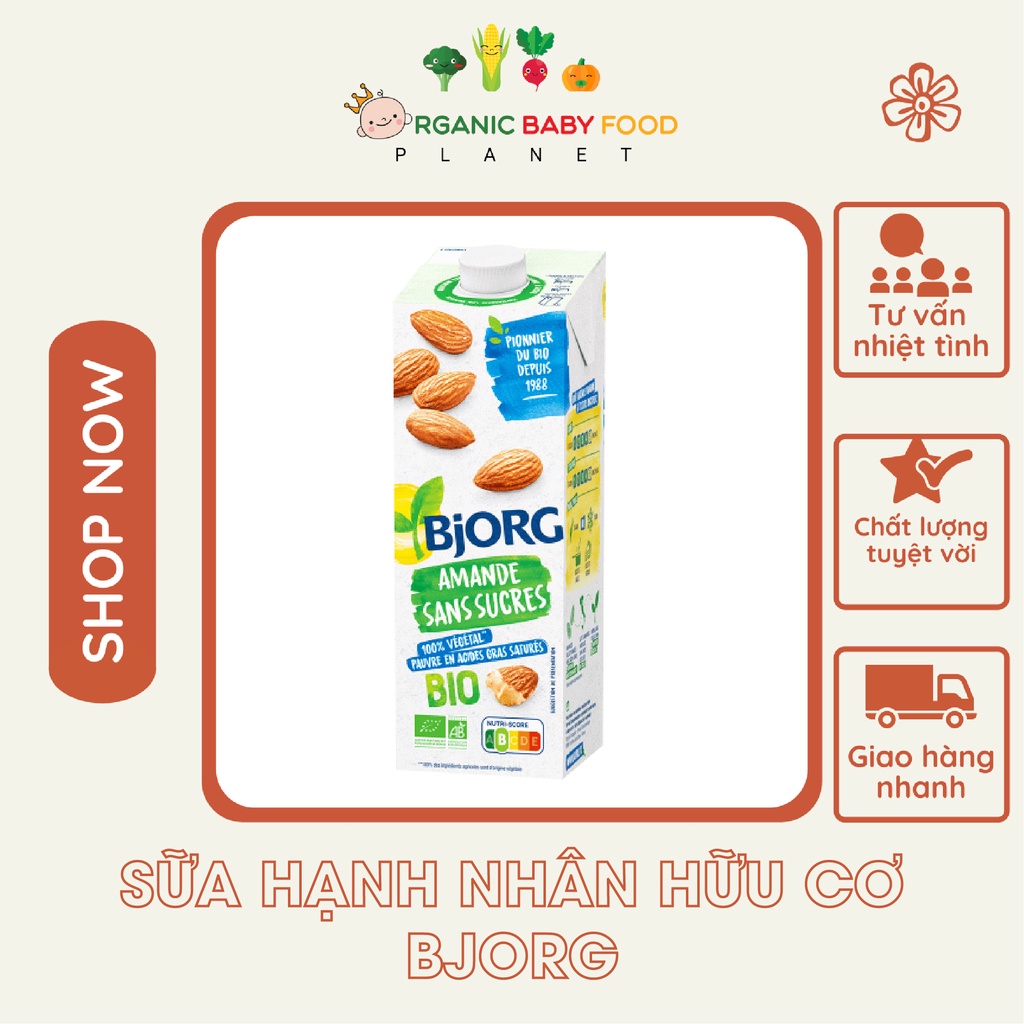 Sữa hạnh nhân hữu cơ Bjorg, sản phẩm thuần chay thích hợp cho trẻ dị ứng đạm bò