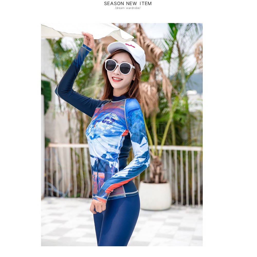 Áo Bơi Dài Tay Nữ Sbart D168 Xanh | BigBuy360 - bigbuy360.vn