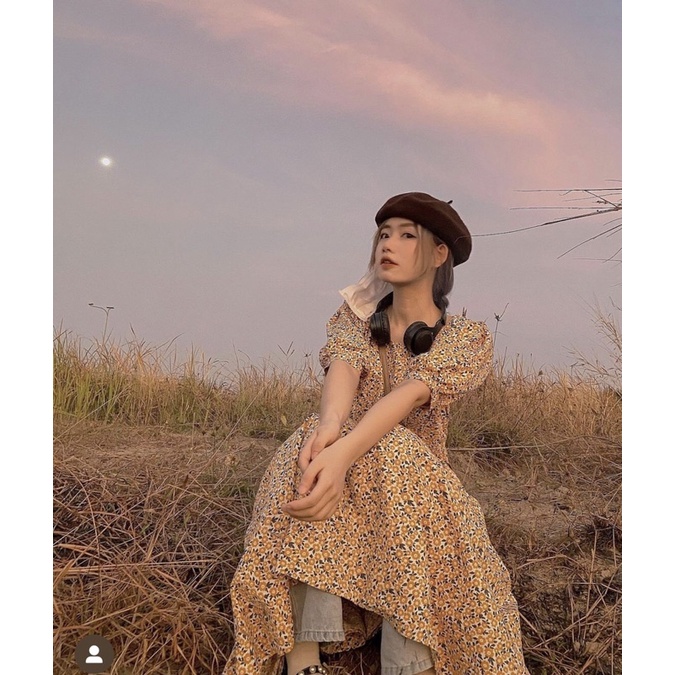 Pass đầm hoa nhí vàng