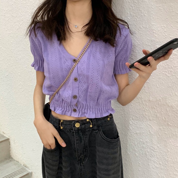 [Hàng Nhập] Áo croptop len mặc mùa nóng Mã #QC22