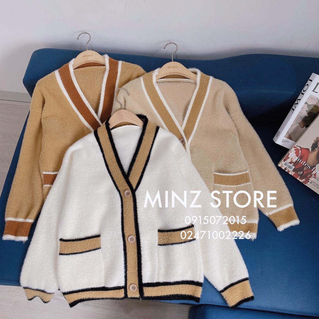 Cardigan len lông cổ tim 2 túi #2011 (3 màu)