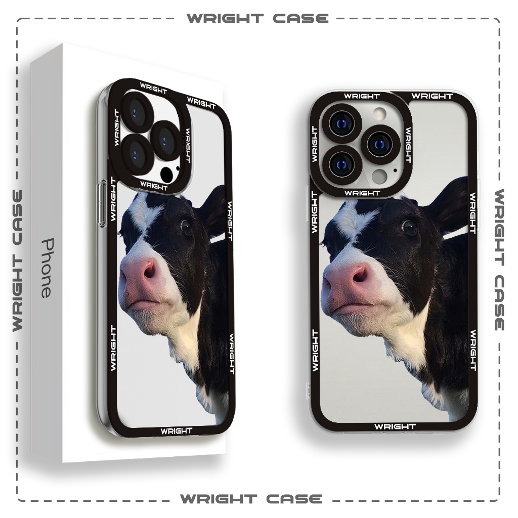 Ốp lưng iphone cạnh vuông Bò sữa ngốc nghếch đáng yêu Wrightcase 6plus/7/8/8plus/x/xs/11/12/pro/max/plus/promax