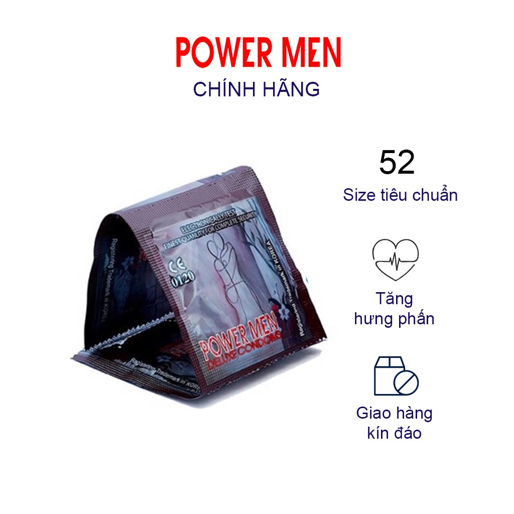 [Deal 1k] Bao cao su gai Powermen Tăng khoái cảm Size tiêu chuẩn 1 chiếc