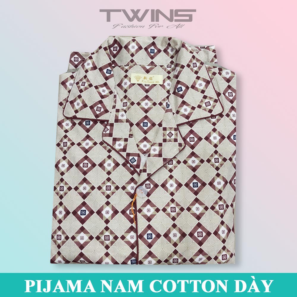 [ẢNH THẬT] Pijama nam, bộ ngủ nam trung niên dài tay quần dài chất cotton dày thấm hút mồ hôi mềm mịn giữ ấm