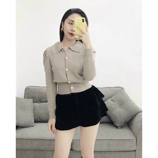 Áo len cổ sen bo gấu