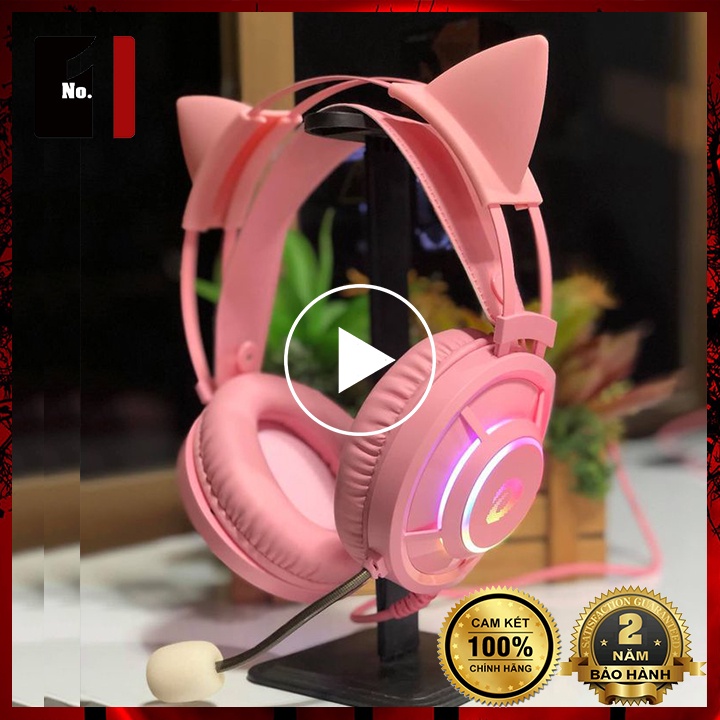 Tai Nghe Headphone Gaming Chụp Tai DAREU EH469 Mèo Màu Hồng Led RGB Tai Nghe Game Thủ Có Mic Máy Vi Tính Laptop Pc