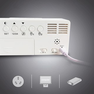 Mirror Led Charging Digital Alarm Clock Sound Control Backlight White