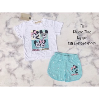 Sét mickey zara trắng xanh bé gái