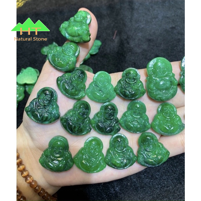 Mặt dây chuyền Phật Di Lặc ngọc sơn thủy đã bọc bạc