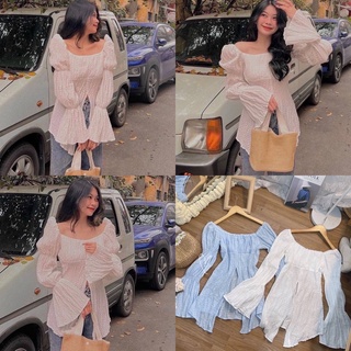 ÁO PEPLUM CỔ U XẺ (KÈM VIDEO HÌNH THẬT)
