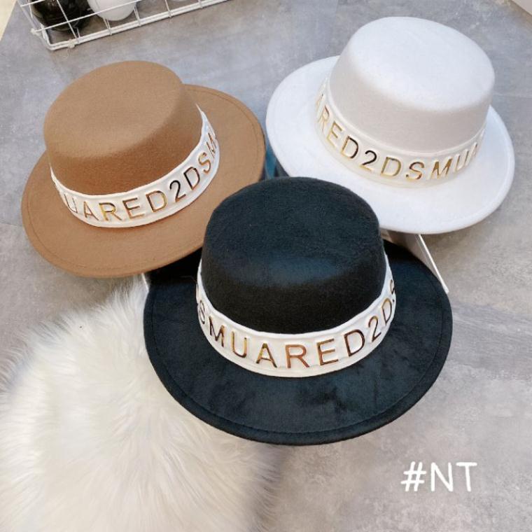 Mũ dạ cao cấp vành nhỏ đai chữ vàng nổi sang chảnh