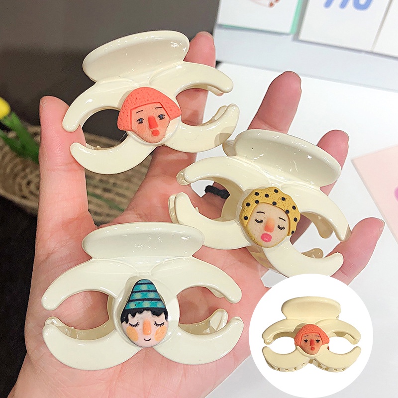 Kẹp tóc màu trắng sữa họa tiết hoạt hình đơn giản xinh xắn ngọt ngào