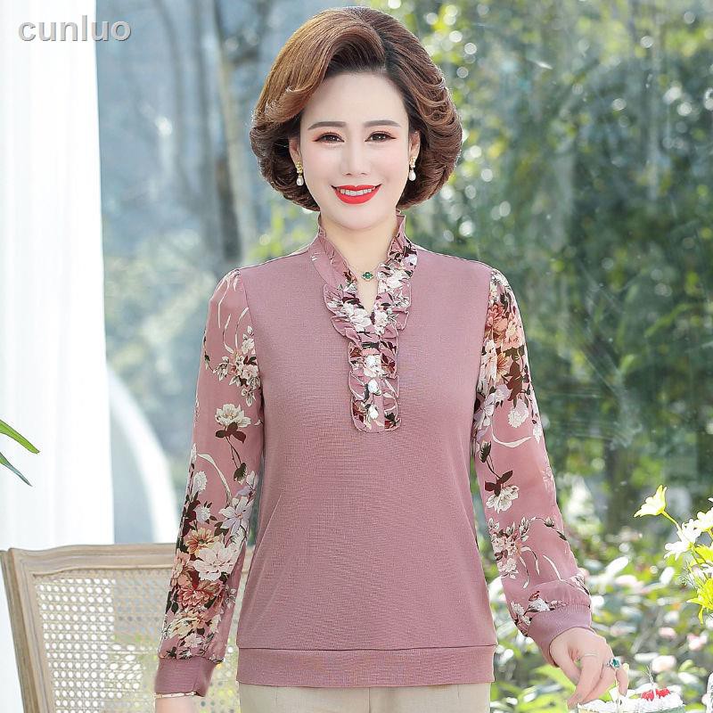 Áo Chiffon Tay Dài Dáng Rộng Thời Trang Mùa Xuân Dành Cho Phụ Nữ Trung Niên 2021 40-50 Tuổi