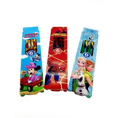 ♥ ATABI [Giá sỉ] 5 hộp 6 bút chì gỗ không tẩy nhân vật hoạt hình siêu cute Elsa, Minion, Micky, Spiderman