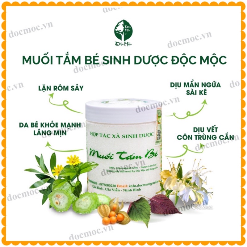 MUỐI TẮM BÉ ĐỘC MỘC, Muối Tắm Bé Thảo Dược lặn rôm sẩy, dịu sài kê, da mịn màng hoàn toàn từ thảo dược thiên nhiên 400G