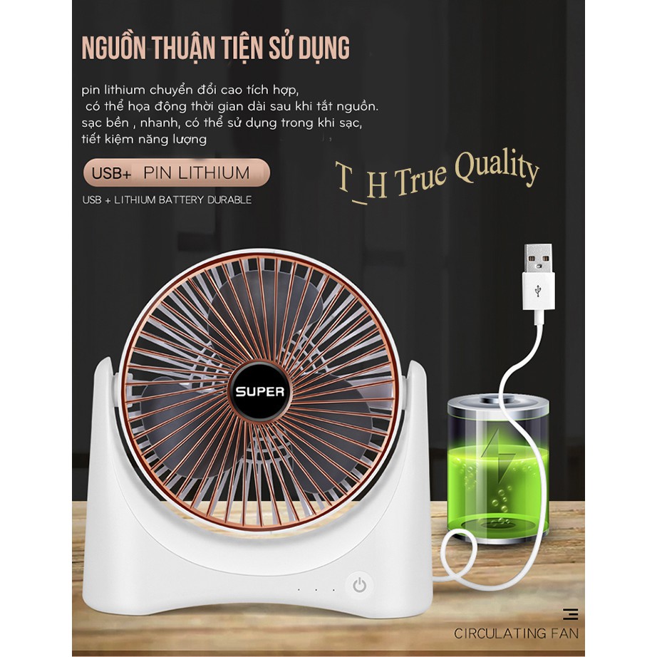 Quạt để bàn mini sạc tích điện Super Fan, 3 chế độ mát, để bàn làm việc, ô tô...  tiện dụng nhỏ gọn | BigBuy360 - bigbuy360.vn