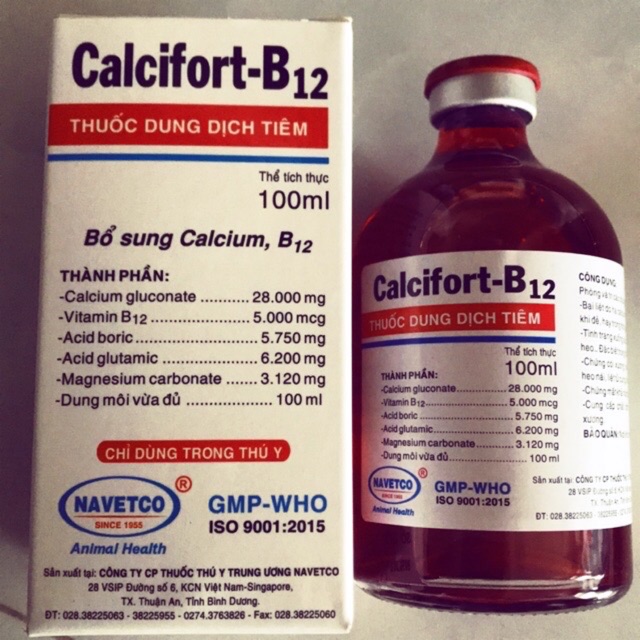 Calcifort-B12 Bổ Sung Calcium Do: Bại Liệt,Xuống Sức Mang Thai, Còi Xương, Cung Cấp Chất Dinh Dưỡng Cho Chó Mèo 100ml