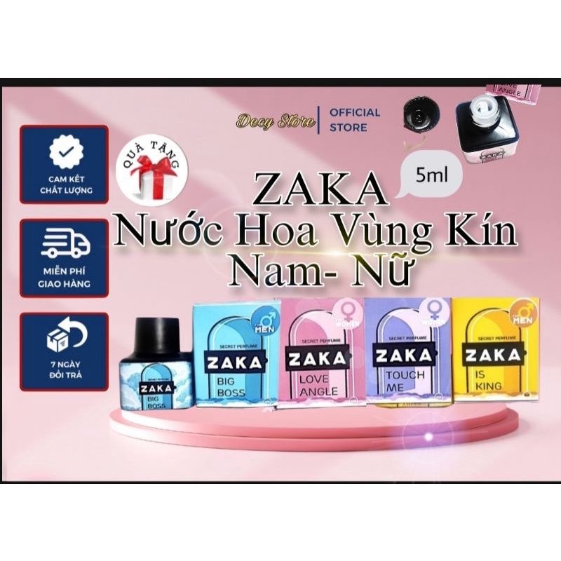 ZAKA- Nước Hoa Vùng Kín Nam Nữ 5ml nhỏ giọt thơm lâu hot trend 2022