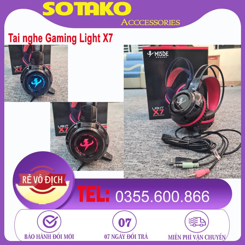 Tai nghe chuyên game thủ Misde LIGHT X7, X5 - đèn LED - Có Mic - Headphone gaming
