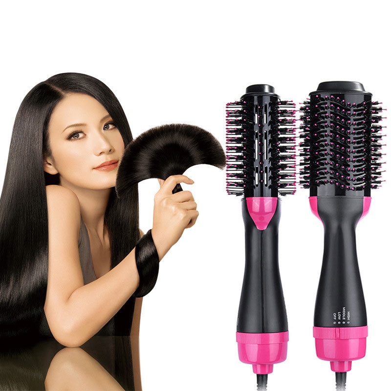 Máy Sấy Tạo Phồng Tóc, Lược Điện One Step Uốn Cúp Sấy Tóc Đa Năng 3 trong 1- Lược Tròn Xoay 360 độ