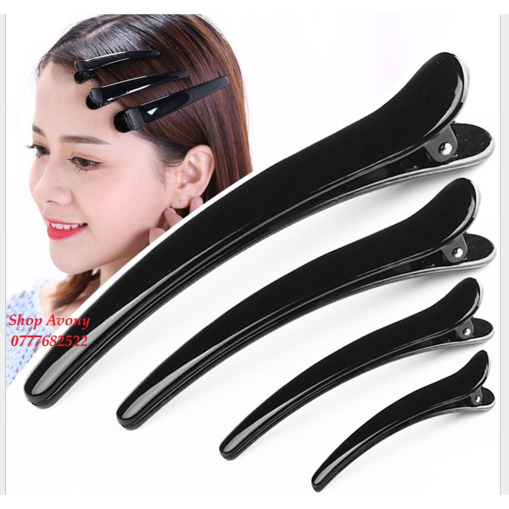 1 Kẹp tóc dạng mỏ vịt đơn giản bằng nhựa sử dụng trong tiệm làm tóc dài 7.8 cm