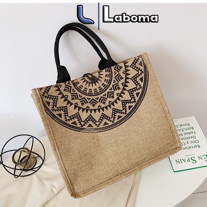 Túi cói tote đi biển du lịch dùng hàng ngày phong cách hàn Quốc TC007