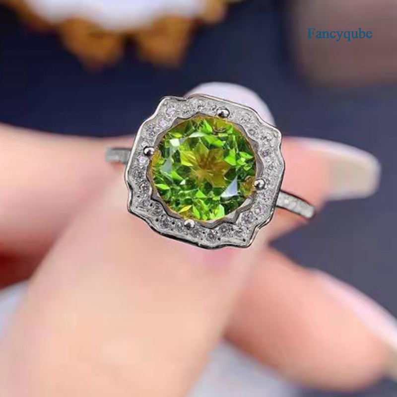 Nhẫn Đính Hôn Nữ Mặt Đá Xanh Hình Tròn Sang Trọng