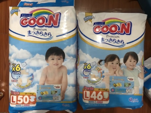 (Mẫu mới cao cấp) Tã quần/ dán Goon Premium : Nb70-S64-M60/56-L50/46-XL46/42-xxl36- Thái Lan
