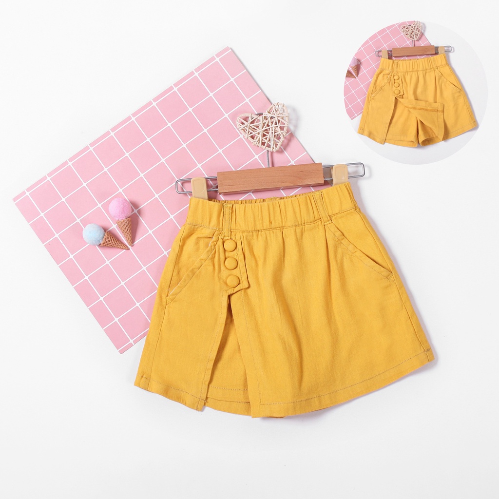 2209.QUẦN VÁY LINEN 3 NÚT TRƠN