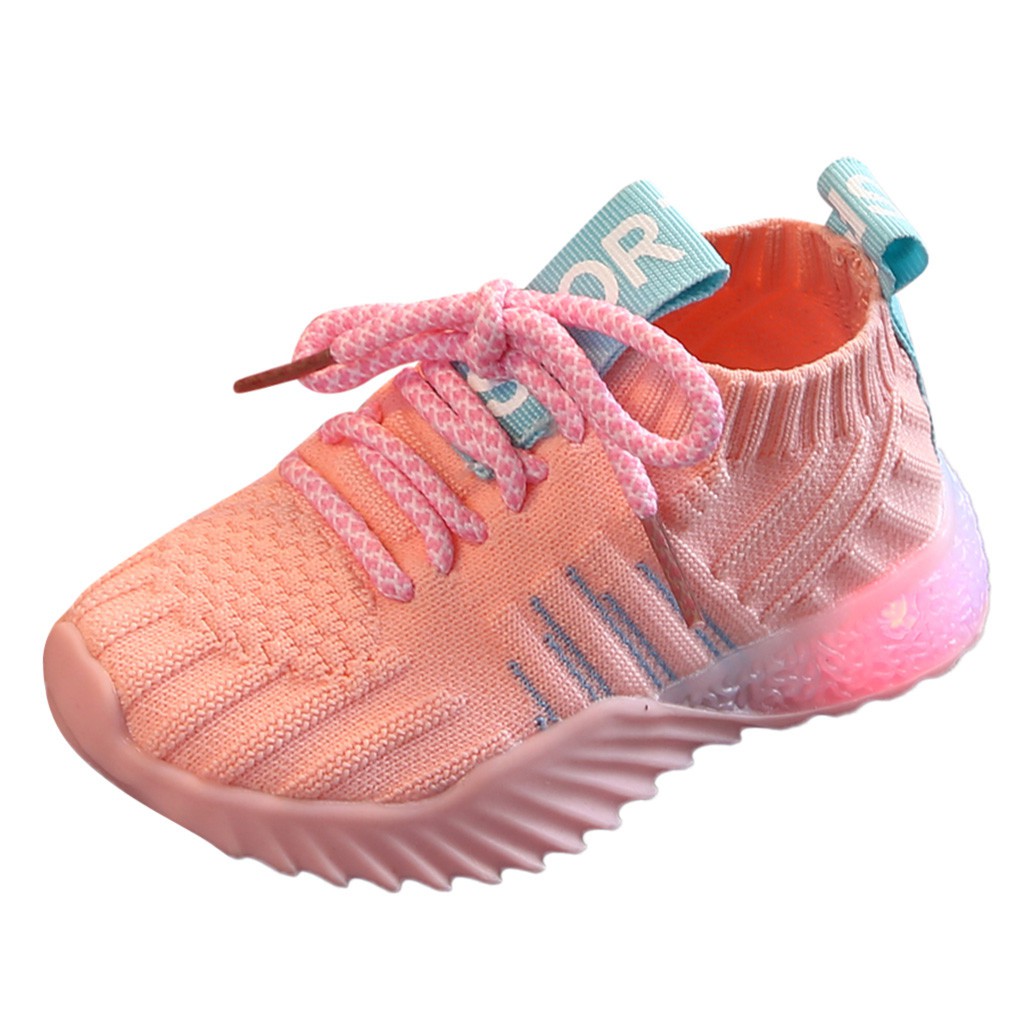 Toddler Infant Kids Baby Girls Boys Mesh LED Light Luminous Sport Shoes Sneakers