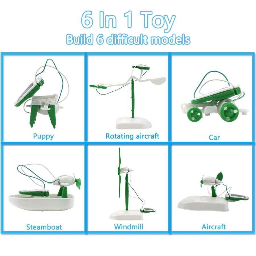 Bộ đồ chơi lắp ráp mô hình rô bốt máy bay sử dụng năng lượng mặt trời 6 trong 1