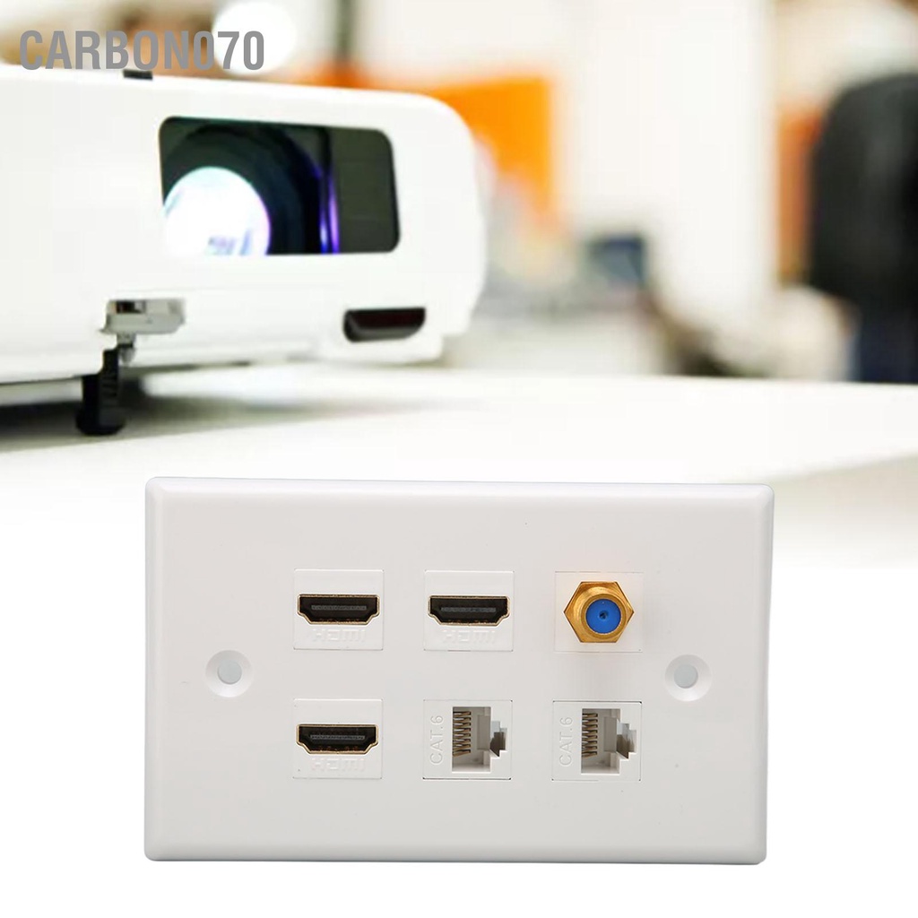 Carbon070 HD Multimedia Interface Wall Plate 6 Ports TV F Head CAT6 Network AV for Home