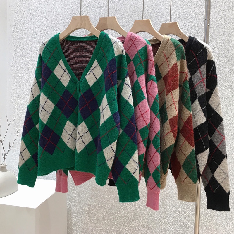 Áo Khoác Len Nữ Áo Cardigan Len Họa Tiết Thổ Cẩm Dài Tay Nữ Phong Cách Hàn Quốc Mới 2021 | BigBuy360 - bigbuy360.vn